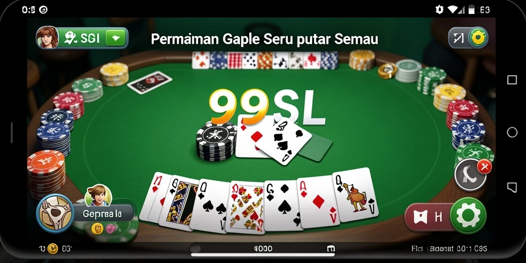 Tampilan gameplay Gaple di 99SL yang menarik dan seru.