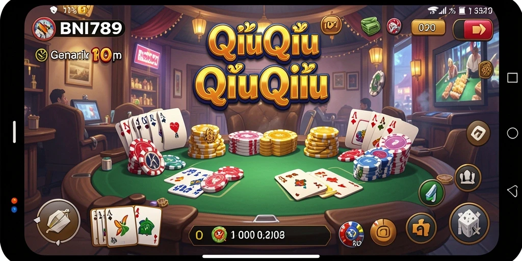 Tampilan gameplay QiuQiu di BNI789 dengan grafis menarik.