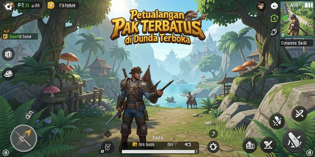 Tampilan gameplay seru di dunia terbuka FA99 yang luas dan menakjubkan.
