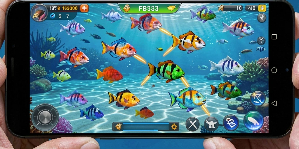 Tampilan gameplay FB333 yang seru dalam menembak ikan.