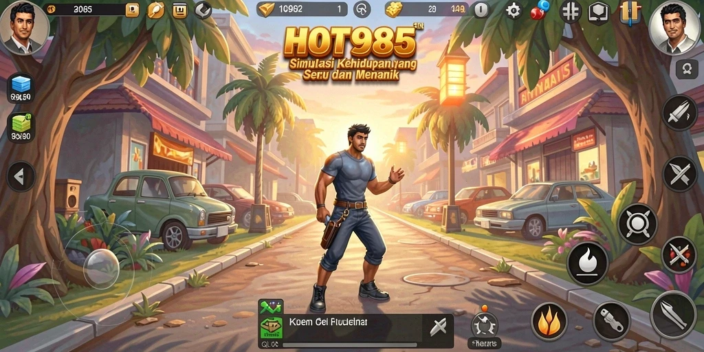 Tangkapan layar dari gameplay HOT985 menampilkan aktivitas simulasi yang menarik.