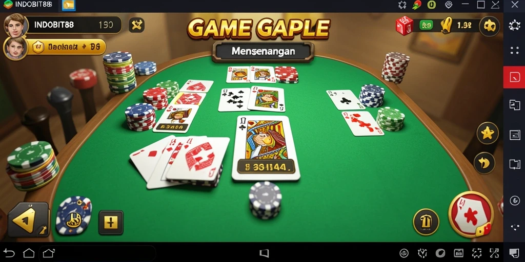 Tampilan gameplay seru INDOBIT88 dengan fitur Gaple.