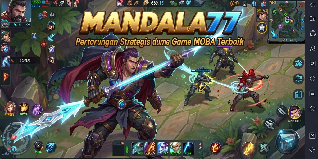 Tangkapan layar gameplay MANDALA77 saat pertarungan tim berlangsung.
